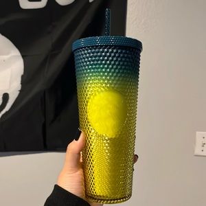 Starbucks blue & yellow studded venti cup